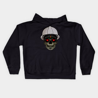 Hard Hat Heart Eyes Skull Kids Hoodie